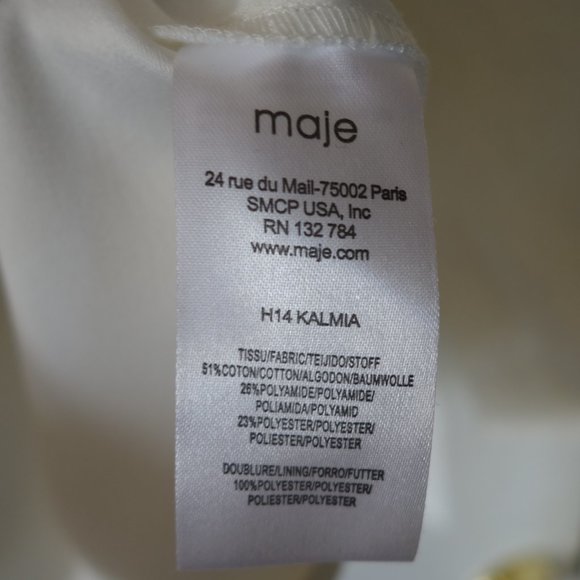 Maje White Two Tier Floral Top with Velvet black ribbon - Picture 4 of 5